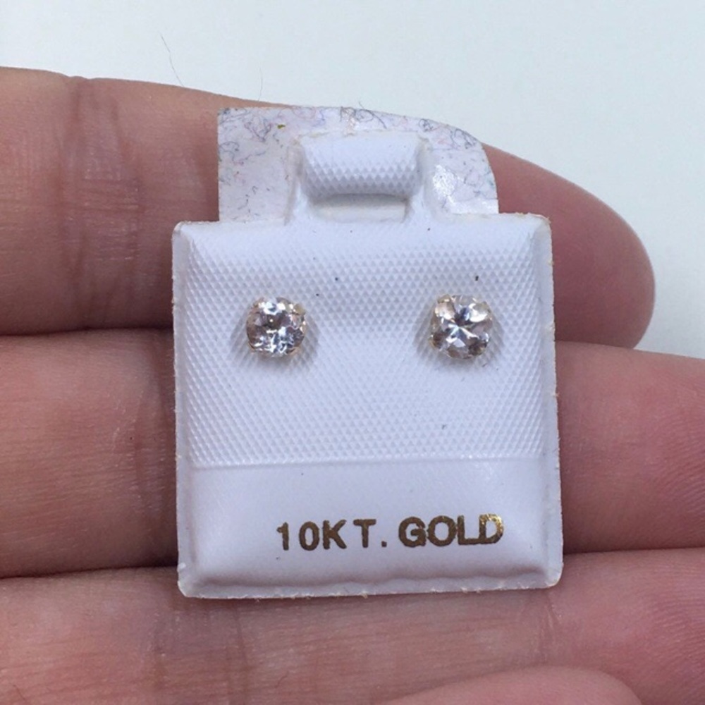 10K Yellow Gold & White Topaz Earrings